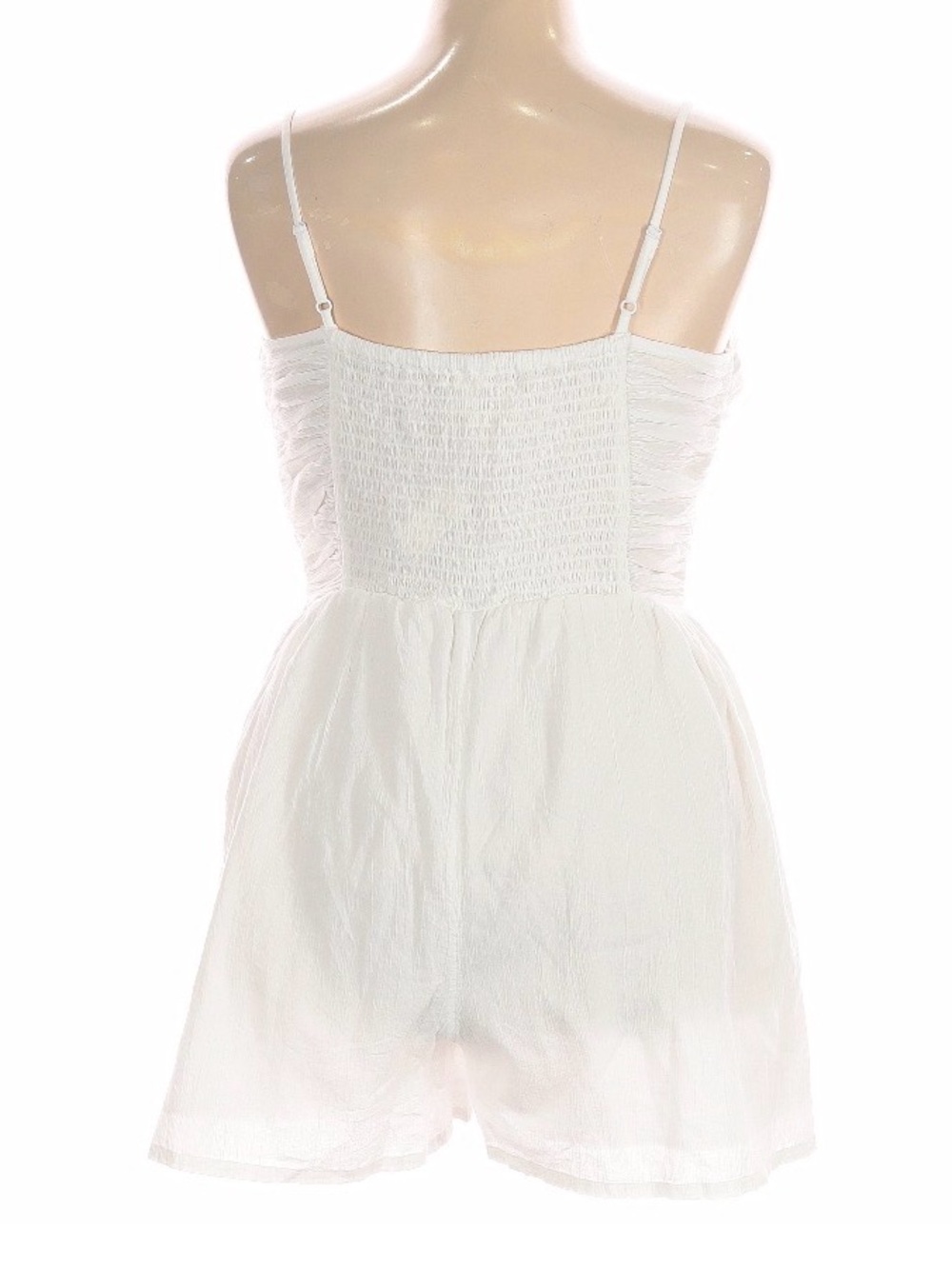SOLD-Aerie White Gauze Romper - Breezy Knot Tie Front - Smocked -Size XS/TP - Picture 4 of 11